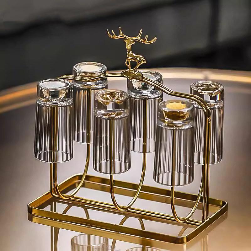BRGlass Wine Glass Chinese-style Double-layered Gold Mountain Gold Foil Wine Divider Transparent Glass Cup CocktailEY