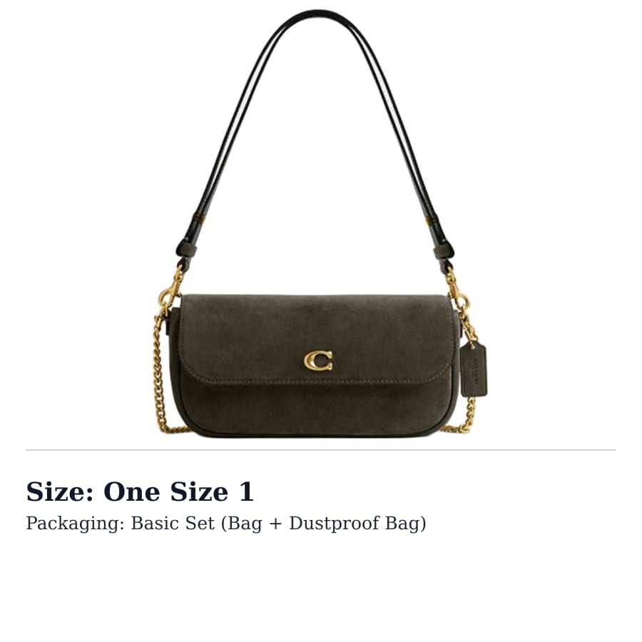 COACH Cow Leather Shoulder Bag Medium Women's Olive Green CCD07-B4OL