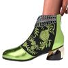 Fashion New Ankle Boots Women's Shoes Leather Boots Embroidery Ethnic Bohemia Zipper Spring Autumn Ladies Botas Botas De Mujer2025
