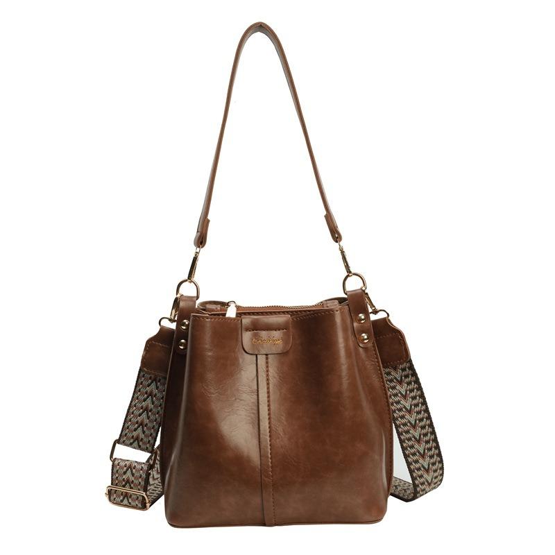 Сегодняшние популярные сумки, сумки-ведра, новые женские плечевые сумки высокого класса, осенне-зимние ретро широкие плечевые ремни, сумки через плечо.