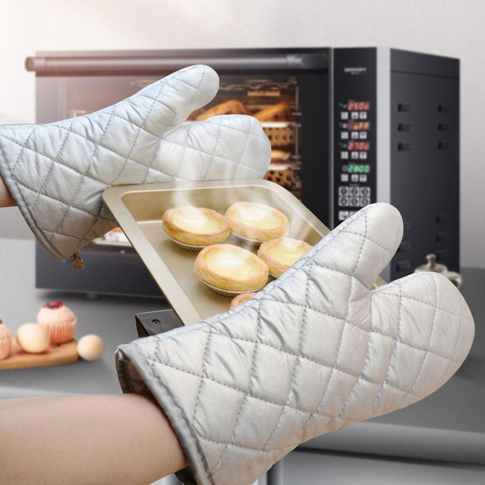 Oven Mitts With Non-Slip Silicone Printed Cotton Glove 1 Pair of Extra Long Professional Cooking Baking Grilling Tools Kitchen