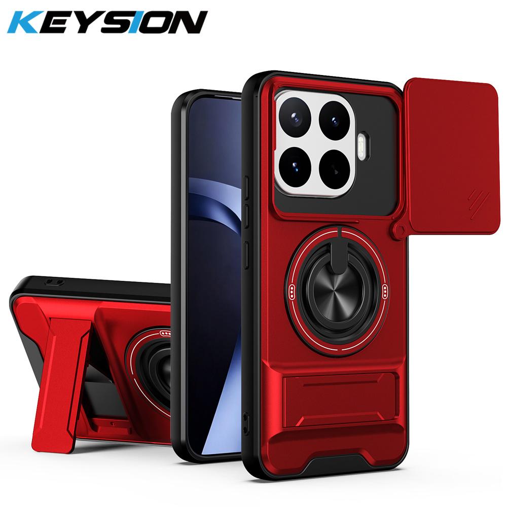 KEYSION Магнитный чехол для телефона Xiaomi 17T 17T Pro 5G с защитой шторки камеры, вертикальной подставкой, кольцом 360°, противоударной задней крышкой
