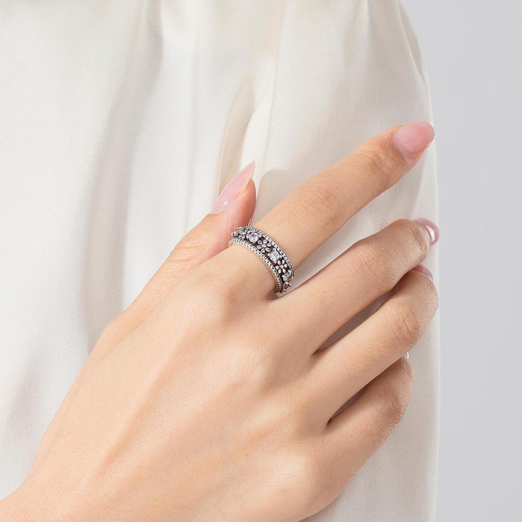 MODIAN Твердые стерлингового серебра 925 пробы, винтажные кольца на палец с цветком ромашки для женщин, сверкающий прозрачный кубический цирконий, ювелирные изделия, подарки