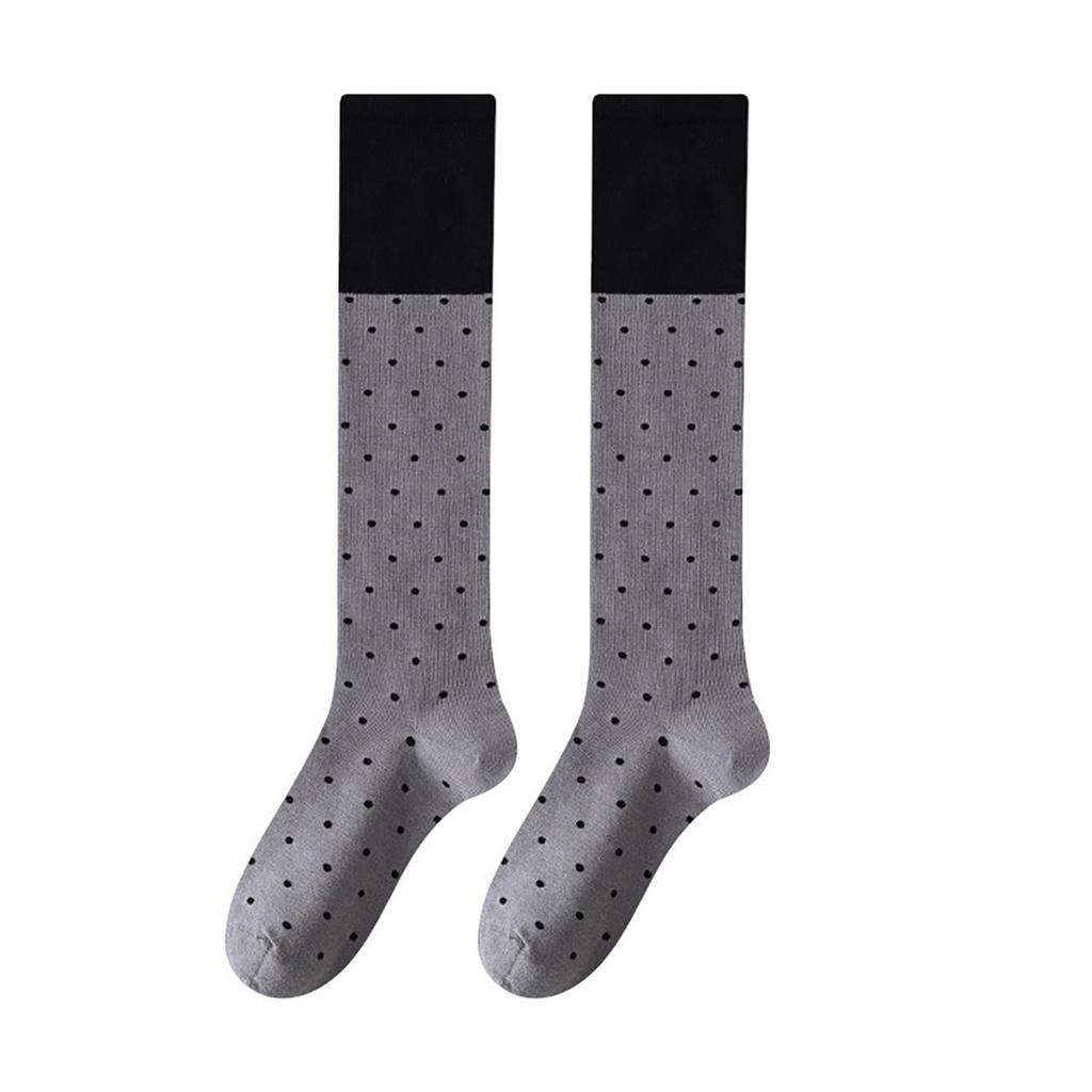 Женские мягкие хлопковые длинные носки в горошек, цветные блоки, гольфы до колена, милые корейские носки в стиле Харадзюку для колледжа, махровые носки