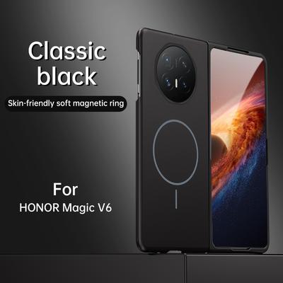 Тонкая матовая кожаная накладка для магнитного чехла для Honor Magic V6 MagicV6 5G Беспроводная зарядка Жесткая задняя крышка Capa