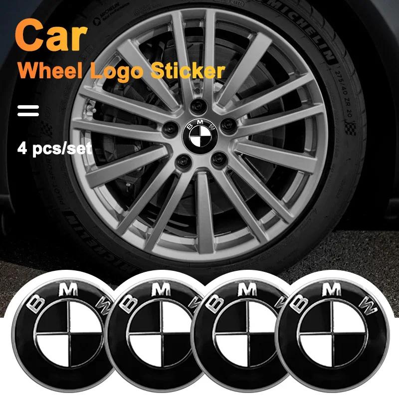 4PCS For b-BMW M F10 F20 F30 F40 F15 F25 F26 E83 E84 X1 F31 F49 Car Wheel Hub Cap Center Sticker Emblem Badge Decal Accessories II6