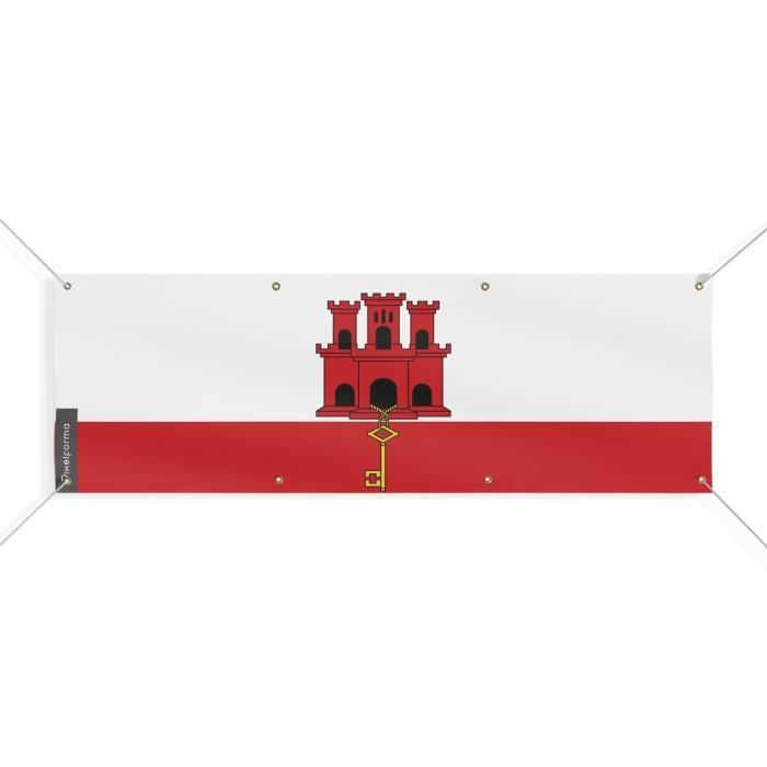 Bannière Drapeau de Gibraltar 8 Oeillets 160x480 cm