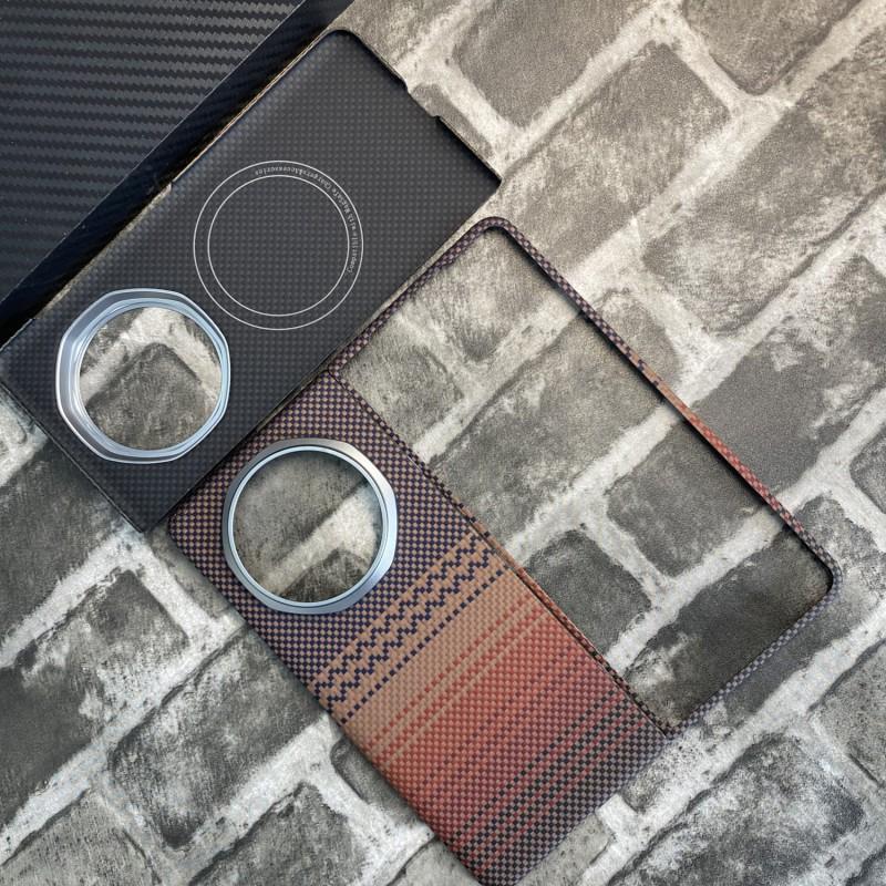 Honor Magic V5 Kevlar Carbon Fiber Magnetic Case With Metal Frame Heat Dissipation Protection Cover