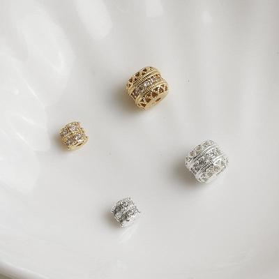 Позолоченные (14K Gold-filled) цилиндрические бусины-разделители с цирконами, Двухслойные кристаллические материалы для изготовления украшений своими руками.