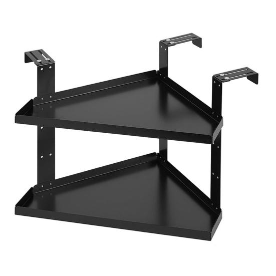 Угловая полка-органайзер для кубикла с крючками, регулируемая по высоте, 2-ярусная металлическая полка, офисная угловая книжная полка