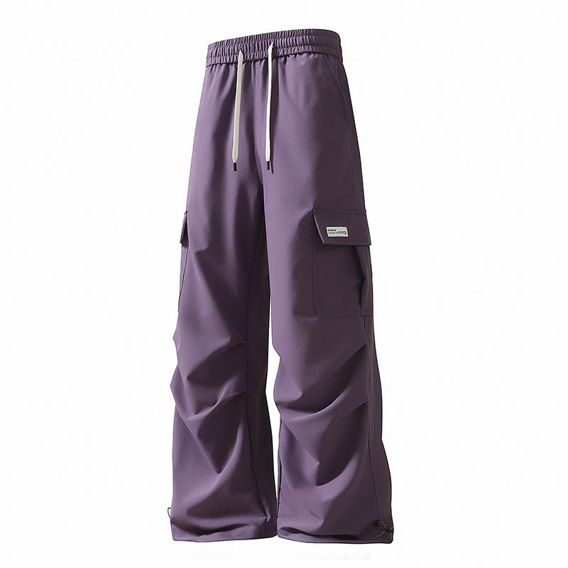Men Summer Thin Loose Straight Casual Cargo Long Pants