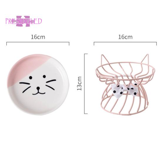 Приподнятая миска для кошачьего корма, большая вместимость, против рвоты, керамическая посуда с кронштейном — Товары для домашних животных