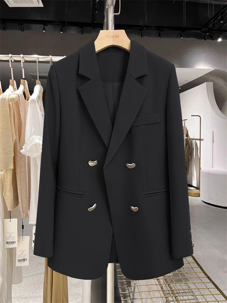 Женский серый текстурированный блейзер в британском стиле, весна/осень 2024