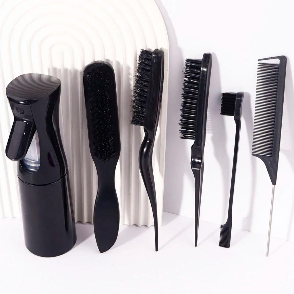 6pcs Modeling Tool Set, Spray Bottle, Creative Diagonal Hairbrush,straight Back Comb, Easy Hair care,Special for Real Hair Wigs