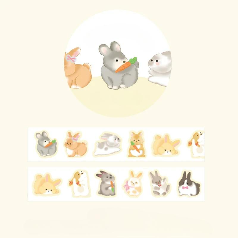 Pre-Cut Animals Washi Tape Set Cute Kawaii Cat Rabbit Panda Dog Penguin Decorative Masking Label Stickers for Arts DIY Crafts