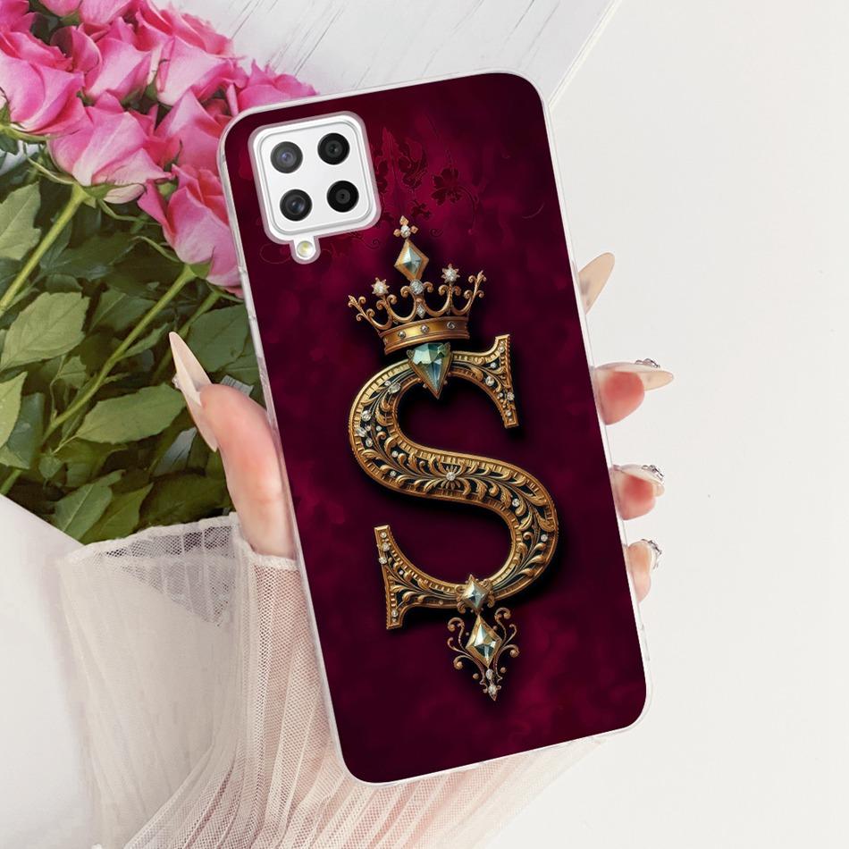 Для Samsung Galaxy A22 4G 5G Чехол для телефона с королевской короной и начальной буквой для пары Для Samsung A22 A225F Мягкий силикон ТПУ Чехлы Бамперы
