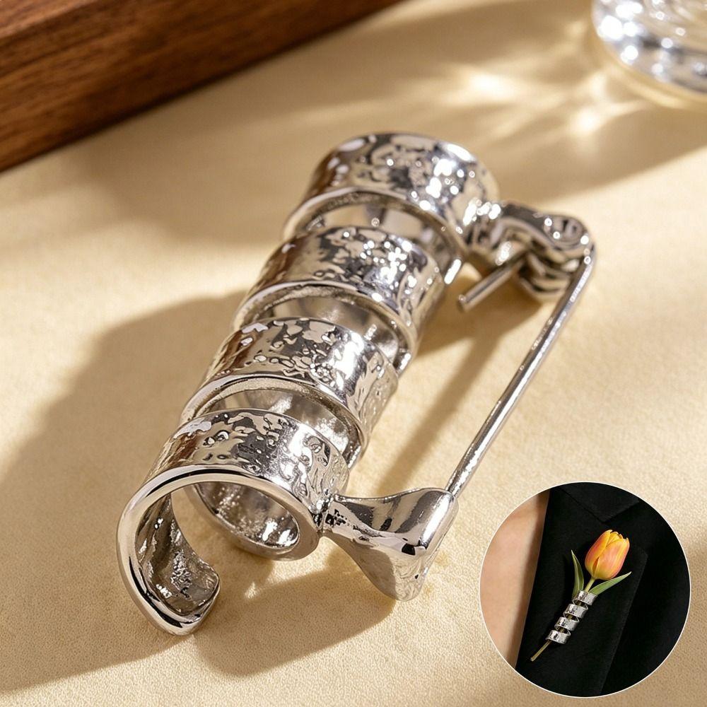 Copper Boutonniere Holder Spiral Design Corsage Stem Clip Creative Gift Brooch Holder Suit Jacket