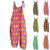 Женский повседневный свободный комбинезон с рождественским принтом, комбинезон с широкими штанинами, без рукавов, с карманами