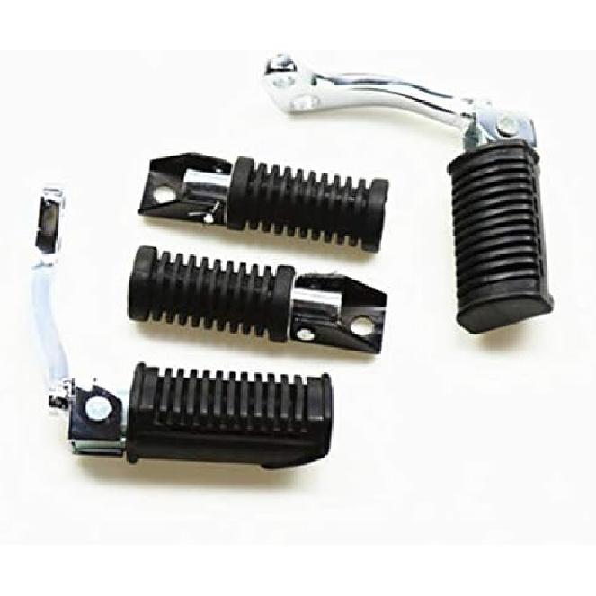 Black Front + Rear Footrest Footpeg Foot Peg For Suzuki GN125 GN-125 Cafe Racer Bobber Custom