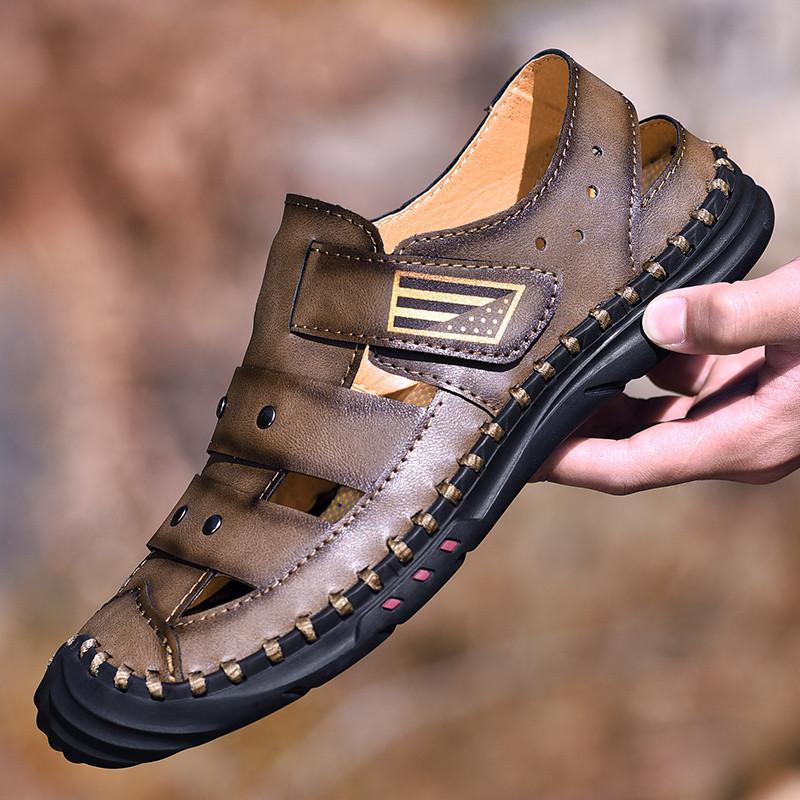 Модные новые мужские сандалии из натуральной кожи, летняя пляжная обувь для мужчин, дышащие, износостойкие, ветрозащитные, быстросохнущие, кроссовки для активного отдыха