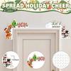Christmas Indoor Wall Art Door Corner Topper, Wooden Sign with Santa Claus Snowman And Gingerbread Festive Man Prints, Easy Installation Plaque