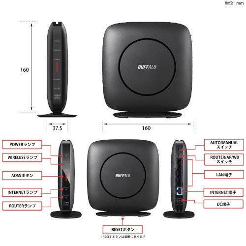 Беспроводной LAN-маршрутизатор Buffalo 6 IPv6 WSR-3200AX4S/DBK [Совместим с Wi-Fi 11ax/ac/n/a/g/b 2401+800 Мбит/с]