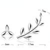 Womens Vintage Korean Fashion Elegant Anti-allergy 925 Silver Plated Mini Simple Tree Leaf Style Ear Stud Earrings Female Ear Jewelry Gifts