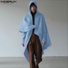 INCERUN Осень Зима Мужские Необычные Плащи с Капюшоном Топы Свободные Мешковатые Текстурные Накидки Пальто