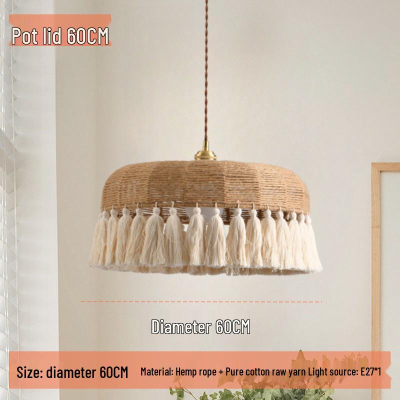 Винтажная люстра Ваби-Саби с кисточками из пеньковой веревки для спальни или гостиной