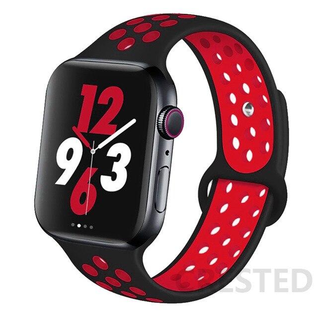 Спортивный силиконовый ремешок для Apple Watch Band 44 мм, 40 мм, 42 мм, 38 мм, 44 мм, дышащий браслет, ремешок для Apple Watch 6 iWatch 5 4 3 se