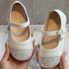 2024 Детская кожаная обувь для девочки Осень Новая мода Мягкая подошва Шикарные балетки для выступлений Танцевальная повседневная Универсальная обувь принцессы
