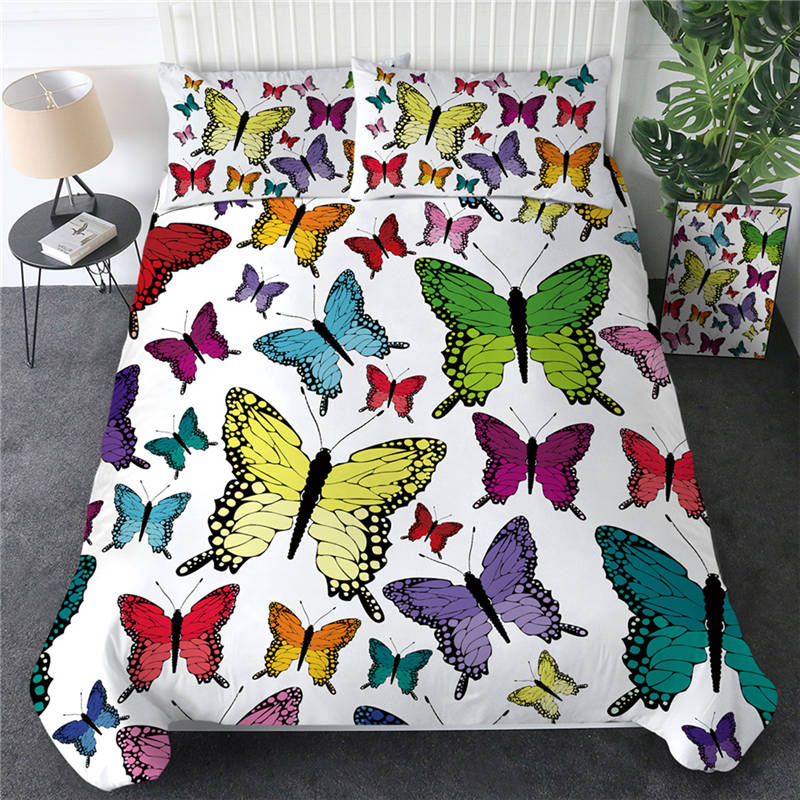 Комплект постельного белья Flying Butterflies, комплект постельного белья из коллекции Butterfly Queen King, полноразмерный, цветной, мягкий, из полиэстера, покрывало