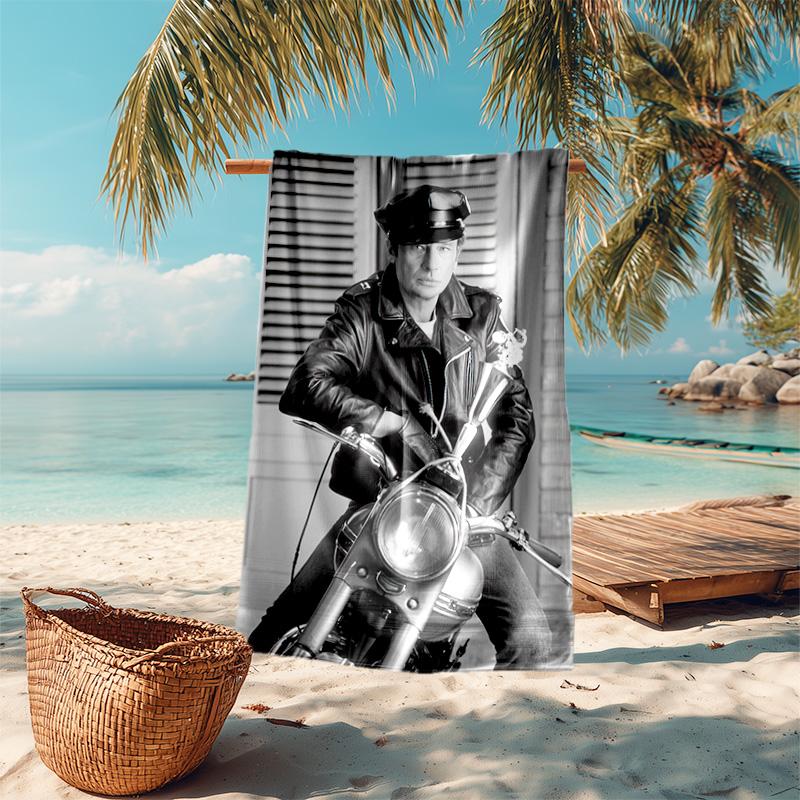 French legendary rock singer and actor Johnny Hallyday towel outdoor camping vacation swimming beach towel outdoor absorbent bath towel Y1
