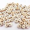 10 мм 100 шт. Квадратные Натуральные Деревянные Бусины с Алфавитом A-Z 0-9 Бусины с буквами для браслетов Разделитель Детский Гладкий Прорезыватель Ювелирные изделия Пустышка KTJ