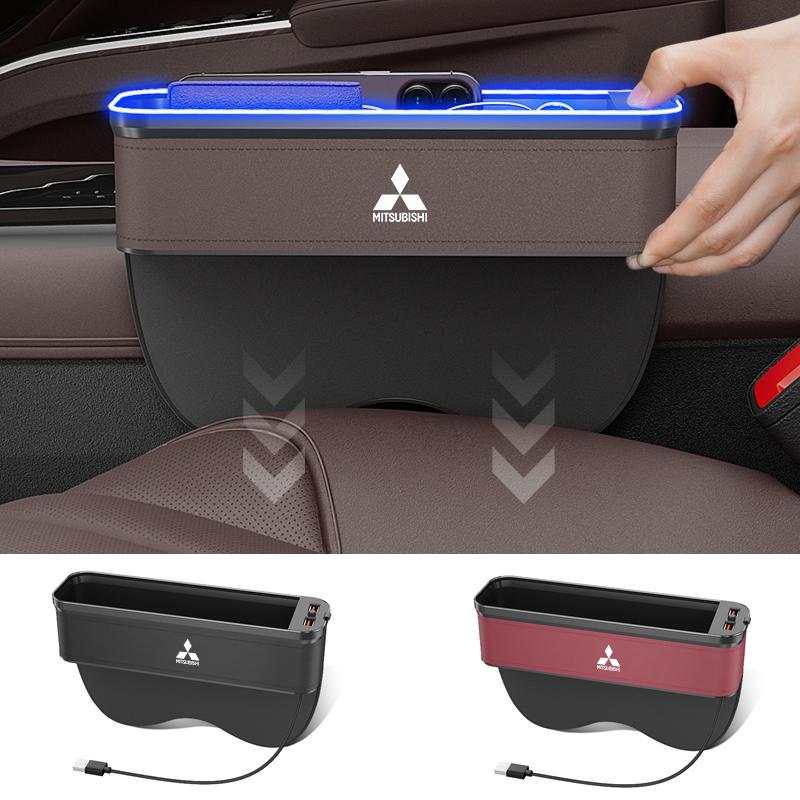 Car Seat Gap Organizer USB Charging Multifunction Storage Box For Mitsubishi Outlander Pajero Asx Lancer EX Evolution X Ralliart SF9