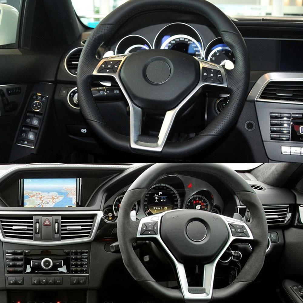 Хромированная серебристая накладка на руль автомобиля для Benz AMG Style ABCE GLK GLA CLA CLS Class W176 W246 W204 W212 W156