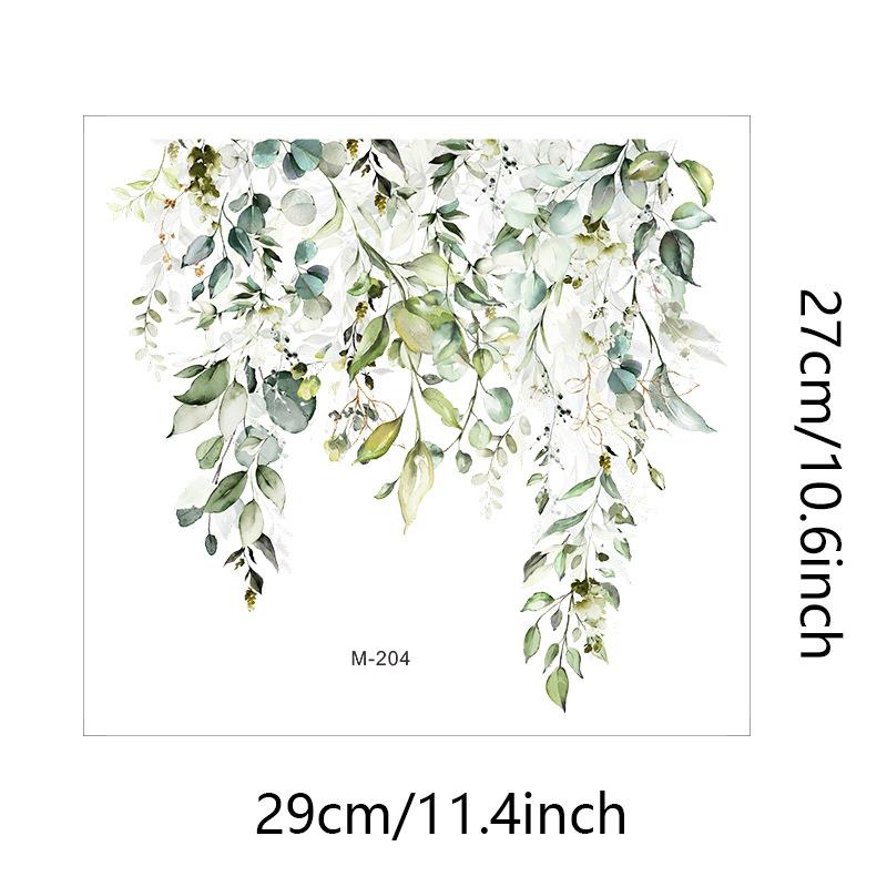 Green Plant Leaves Flower Wall Sticker Bathroom Toilet Decor Living Room Cabinet Home Decoration Decals Beautify Self Adhesive M