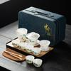Suet Jade White Porcelain Tea Set, Full Set of Kung Fu Tea Set Cover Bowl Tea Cup Travel Tea Set Wholesale Gift Box