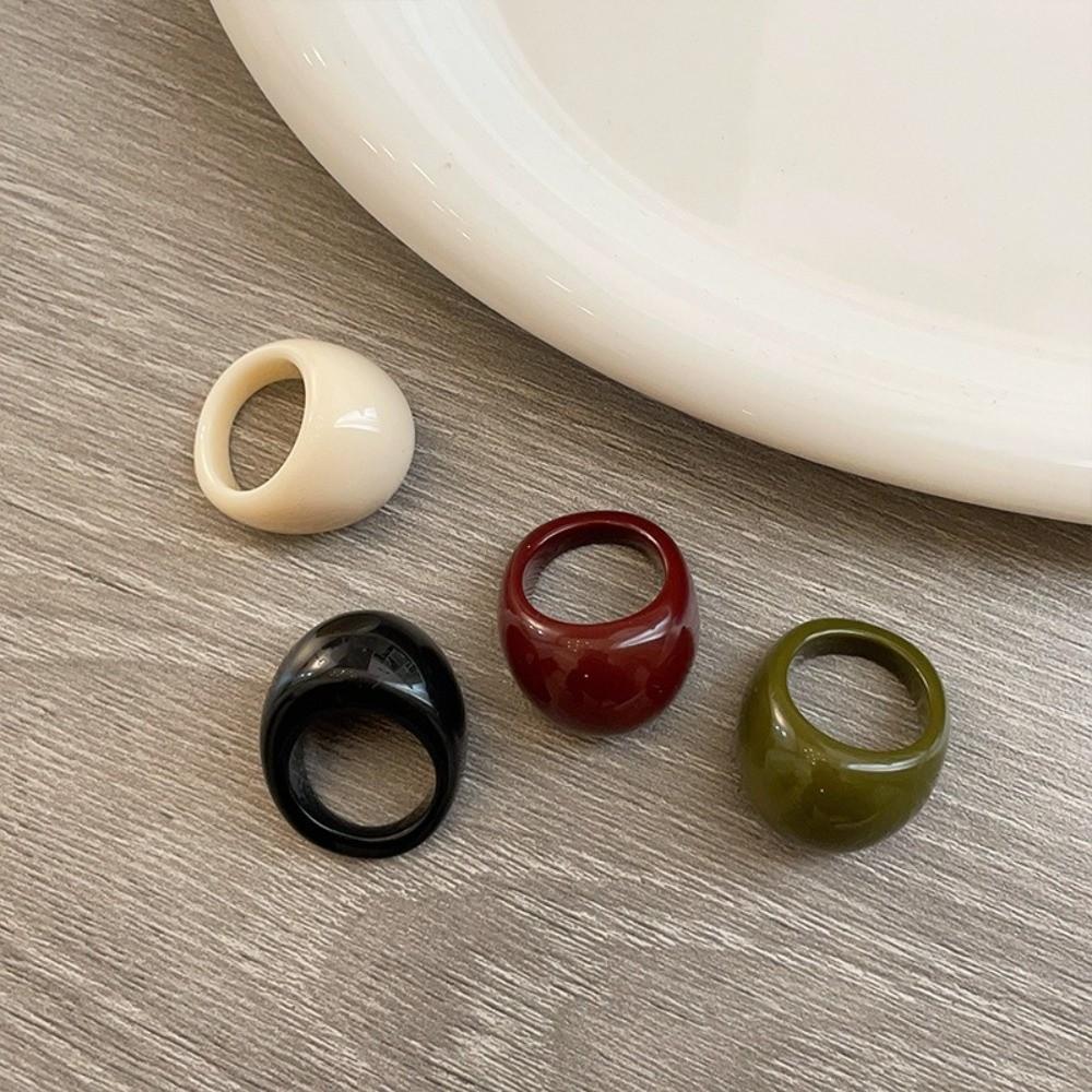 Dome Acrylic Geometric Ring Candy Color Irregular Ring Retro Transparent Resin Ring Gift