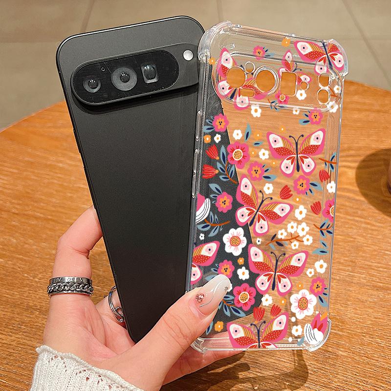 Purple Butterfly Printed TPU Case For Google Pixel 9 Pro Pixel 9 Pro XL Soft Silicone Transparent Back Cover For Google Pixel 9A