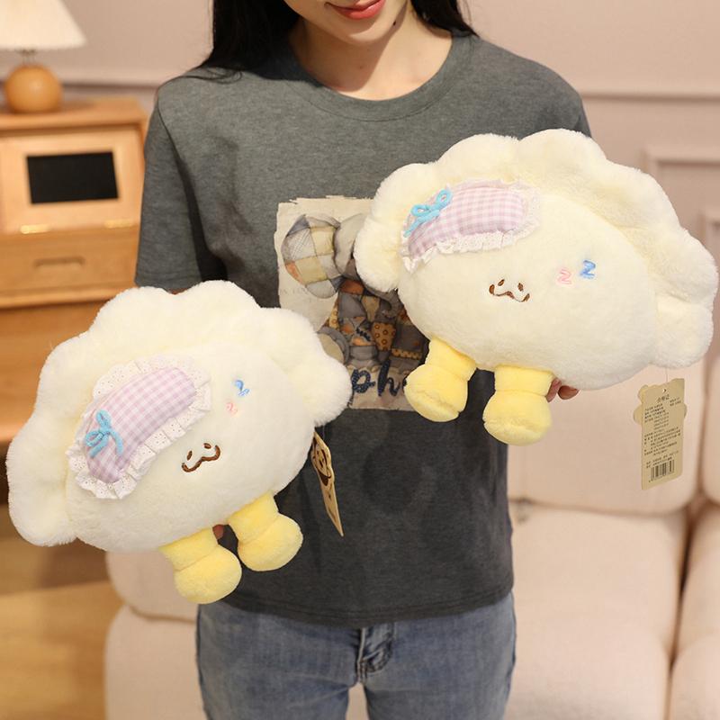 Furry Plush Dumpling Doll Kawaii Food Series Cartoon Dumpling Plush Stuffed Toys Soft Huggable Pillow Sweet Gifts for Kids