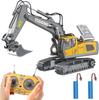 Remote Control Excavator Toy for 6-12 Yr Boys, Best Birthday Gifts RC Construction Toys with Metal Shovel, Lights, Sounds 2.4Ghz