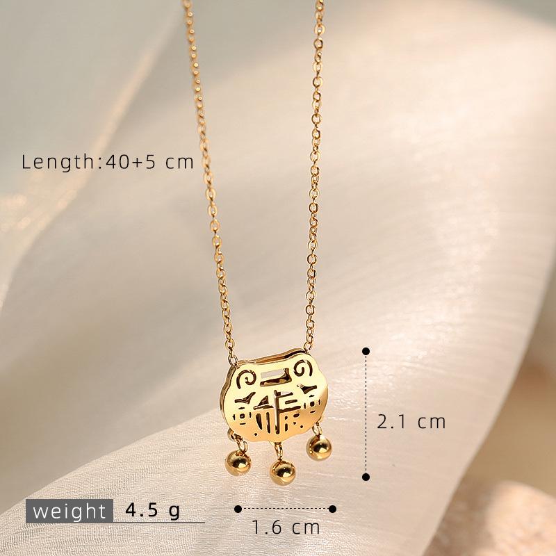 Трендовая золотая монета, счеты, голова тигра, цепочка на ключицу с символом долголетия для аксессуаров к осенним и зимним свитерам