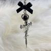 Black Punk Y2K Phone Pendant Chain Cool Girl Sweet Charm With Cross Butterfly Accessories For Phone Bag Lanyard Keychain