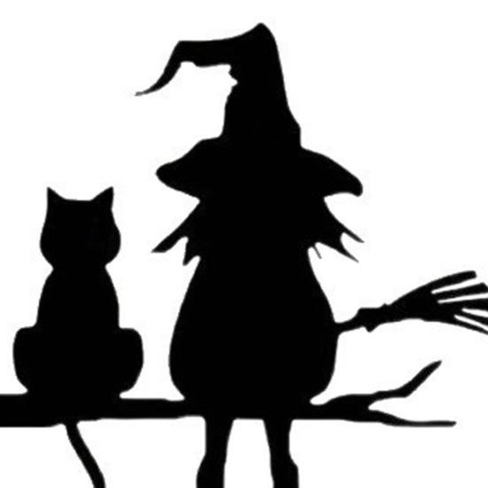 Halloween Garden Stake Witch And Cat Tree Decoration Iron Tree Stake with Pre-drilled Holes for Patio Yard Garden Decor