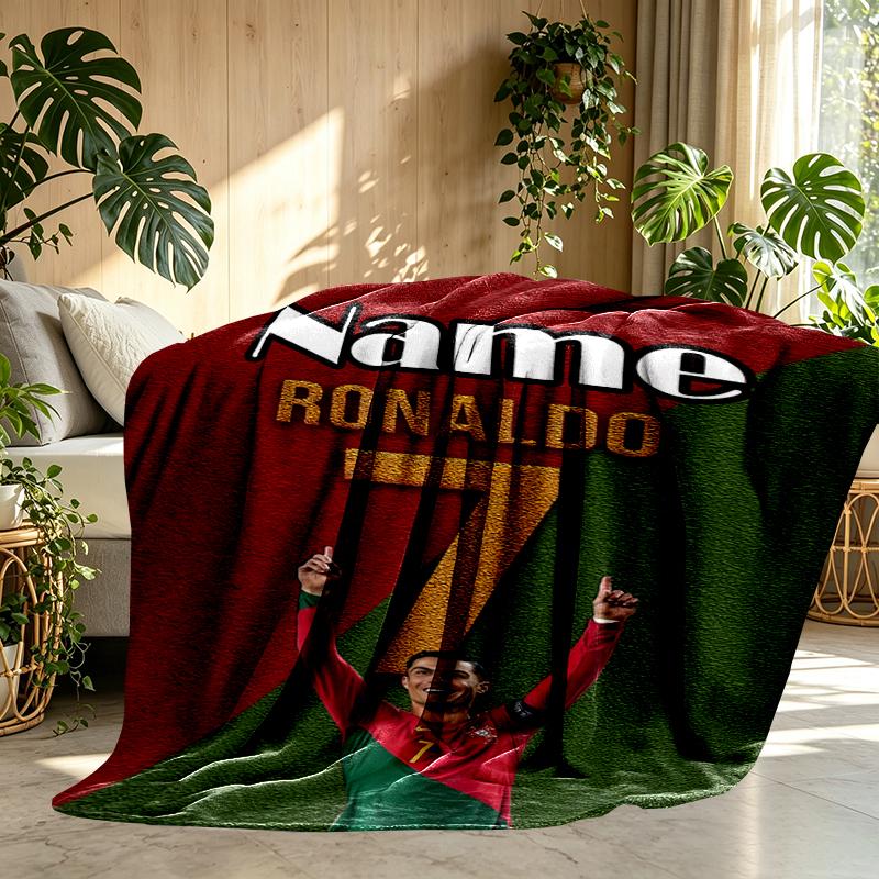 Custom Name Personalized Cristiano Ronaldo Print Blankets, Home Decor, Bedroom, Sofa, Camping, Couch, Gifts for Birthday Christmas