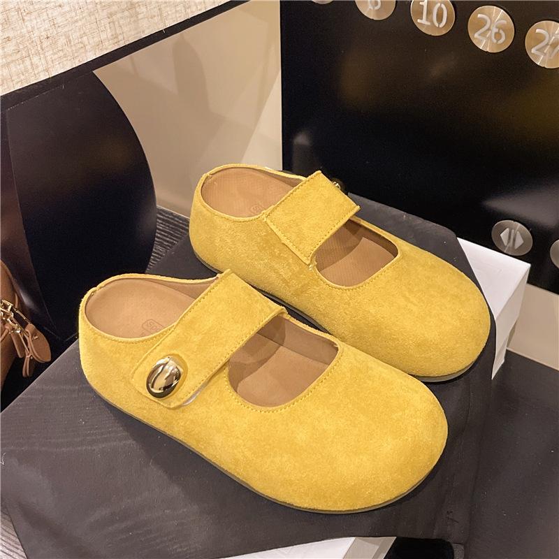 Slippers Women's Summer Wear New Flat-bottomed Bag Head Half Slippers One-pedal Lazy Shoes Soft-soled Slippers