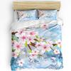 Peach Blossom Petals Leaves Flower Bedding Set 3pcs Duvet Cover Pillowcase Kids Adult Quilt Cover Double Bed Set Home Textile
