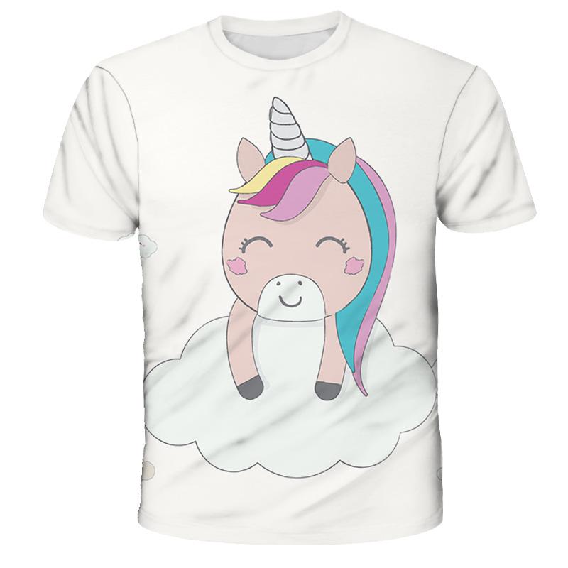 Kids Girls T-shirt Short Sleeve Unicorn 3D Print Tops Children Summer Sweatshirt 4-14 Years Girl Cute Unicorn Casual T Shirts