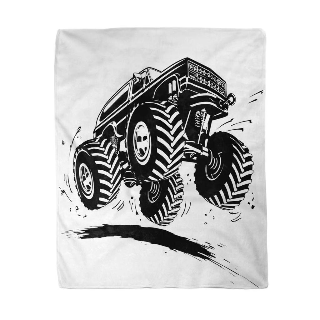 Синий плед Monster Truck Cartoon Cars Flannel Пледы для детей и мальчиков на все времена Трек Кровать Диван Одеяло King Queen Size